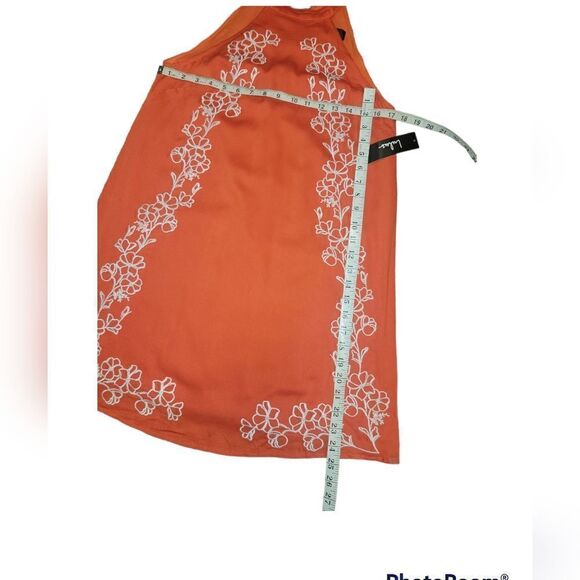 NWT Lulus Fabiola Coral Orange Embroidered Halter Shift Dress S - Picture 12 of 14